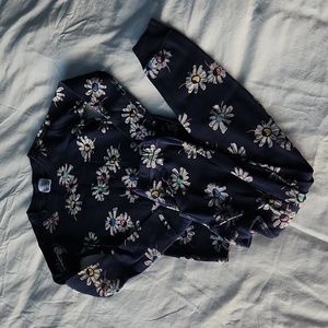 Hanna Andersson navy flower long sleeve pajamas 120 6-7